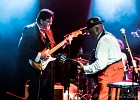 IMG 5599  Roy Ganes (guitar, chant), David Melton (guitare), Richard Reed (basse),  James Paxson (batterie), Joe Cambpell  (trompette), Lawrence Kincherlow (sax ténor). : 2015, BLUES, CONCERT, ROCK, ROY GAINES AND HIS TUXEDO BLUES ORCHESTRA, TREMBLAY EN FRANCE