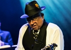 IMG 5615  Roy Ganes (guitar, chant), David Melton (guitare), Richard Reed (basse),  James Paxson (batterie), Joe Cambpell  (trompette), Lawrence Kincherlow (sax ténor). : 2015, BLUES, CONCERT, ROCK, ROY GAINES AND HIS TUXEDO BLUES ORCHESTRA, TREMBLAY EN FRANCE