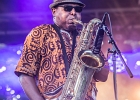 IMG 7817  Selwyn Birchwood (chant, guitare), Regi Oliver (sax baryton, flûte traversière), Courtney Girlie (batterie), Donald « Huuf » Wright (basse) : 2018, BLUES, CONCERT, HARGEVILLE, SELWYN BIRCHWOOD, TRACTEUR BLUES