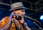 IMG 7832  Selwyn Birchwood (chant, guitare), Regi Oliver (sax baryton, flûte traversière), Courtney Girlie (batterie), Donald « Huuf » Wright (basse) : 2018, BLUES, CONCERT, HARGEVILLE, SELWYN BIRCHWOOD, TRACTEUR BLUES