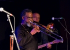 20210617-IMG 0145  Boney Fields (chant, trompette), Icheme Zouggart (basse), Nadége Dumas (saxophones, chant), Pierre Chabrele (trombone), Bruno Pimienta (batterie), Alex Soubry (guitare), Rachid Guissous (claviers) : BONEY FIELDS, PARIS, PARIS-NEW MORNING